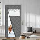 WochiTV Magnetic Thermal Door Curtain, 34 X 80 Inch Insulated Door Cover Thickened Waterproof Weatherproof Insulation Blanket with Visible Panels for Winter Side Opening Gray