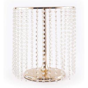 BalsaCircle 16-Inch Tall Gold Crystal Pendants Metal Cake Stand Party Events Wedding Dessert Pedestal Centerpieces Riser Decorations