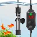 AquaMiracle Adjustable 25W Aquarium Heater Submersible Fish Tank Heater Super Short Aquarium Heater with LED Digital Display Thermostat, for Tanks 3-5 Gallons