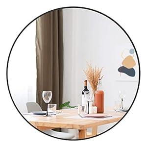 Umzodo 30 inch Circle Wall Mirror, Brushed Black Metal Framed Round Mirror for Bathroom Vanity, Bedroom Decor, Living Room, Entryway