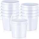 Yaomiao 10 Pcs 1 Gallon Bucket White Plastic Bucket Without Lids Paint Buckets Pails Paint Cans Storage with Handle Bucket Pail Container for Multipurpose Household Crafts Projects(1 Gallon)