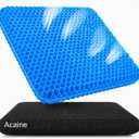 Extra Thick Large Pure Gel Seat Cushion for Long Sitting, Breathable Comfort Cushion for Back, Sciatica, Tailbone & Hip Pain Relief, Washable Portable Cushion for Office Chair, Car, Wheelchair, 18" x 18" x 1.8"