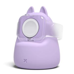 Charging&Display Stand Compatible with Apple Watch Series 49/46/45/44/42/41/40/38mm iWatch Ultra2/Ultra/10/9/8/SE2/7/6/SE/5/4/3/2/1,Cute Silicone Charging Dock Station, Supports Night Stand Mode, Purple