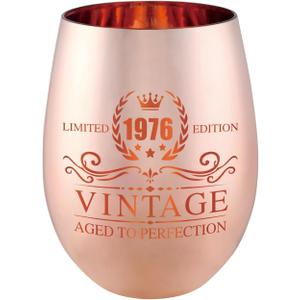50th Birthday Gifts for Women - Vintage 1976 WineGlass - 50th Birthday Decorations for Her - Funny Bday Present Ideas
