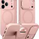 SURITCH for iPhone 17 Pro Max Case with Camera Control Cover, Camera Cover and Adjustable Kickstand, Compatible with MagSafe, Shockproof Bumper Protective Cases 6.9 Inch, Pink