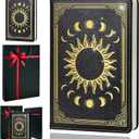 Premium Leather Journal for Women - Moon Phase A5 Notebook with 100gsm Thick Paper, Travel Journal Gift Set (Moon Phase Black)