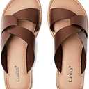 Luoika Women's Wide Width Flat Slides Sandals, Strapy Slide Sandal Slip on Dressy Summer Shoes for Women.10