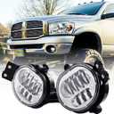 BICYACO New Version LED Fog Light Compatible with Dodge Ram 1500 2002-2008 Dodge Ram 2500/3500 Pickup Truck 2003 2004 2005 2006 2007 2008 2009-1 Pair Chrome