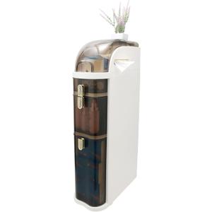 Bathroom Floor Cabinet, Narrow Bathroom Storage Cabinet, Mobile and No Installation Required, Perfect for Small Space Laundry Rooms, Toilet Areas and Living Room Gaps (3-Tiers)
