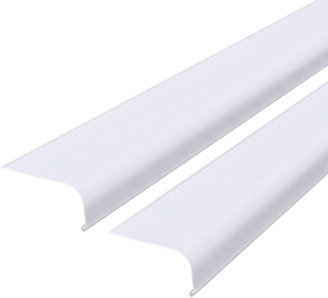 Retisee 2 Pcs 24" Under Cabinet Light Cover Replacement White Ribbed Acrylic Lens Diffuser Low Profile for Under Counter Fluorescent Light Fixture Kitchen Bathroom Vanity, 2-3/4"W x 1-3/8"H(Curved)