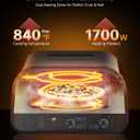 Upgraded indoor Pizza Oven 12 Inch Electric Countertop Pizza Oven with 6 Mode Heats up to 840F Pizza Maker Pizza Cooker for Home Kitchen, Restaurants, Parties - Stainless Steel, 1700W
