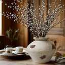 Uguisu Farmhouse vase for Home Decor. Ceramic vase, Vintage Style, Suitable for Table Decoration. Pottery Shop Decoration Gray-Brown(Small)