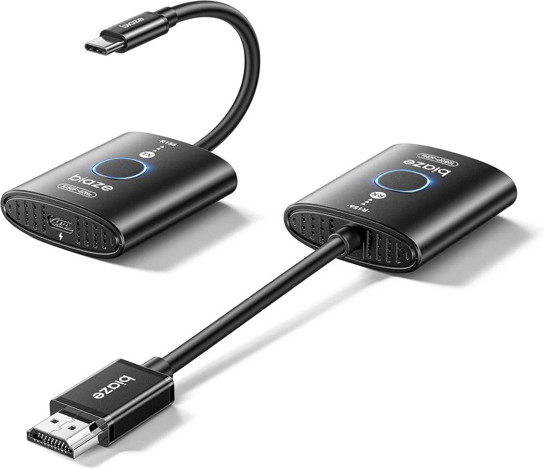 Wireless HDMI Transmitter and Receiver,No WiFi Connection Required.TX is USB C.No Driver Installation Required,2.4/5.8GH for 1080P Wirelessly Video from Laptop,Camera,PC to Monitor/TV