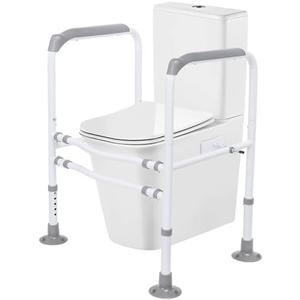 Toilet Safety Rails, Adjustable Toilet Safety Frame, Toilet Safety Rails for Seniors, Toilet Handles for Elderly and Disabled, Toilet Rails for Seniors, Toilet Rails,Elderly Assistance products, 600LB (White)