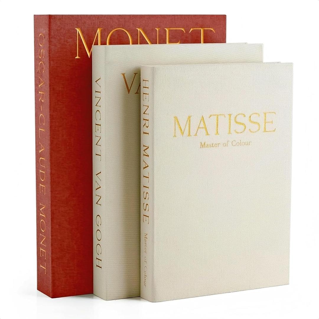 Set of 3 Linen Decorative Books for Home Decor,Modern Faux Decorative Book Stack for Decoration,Fashion Design Fake Books for Coffee Table/Bookshlef/Mantel Decor (Camel)