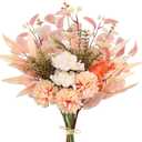 Fake Artificial Flowers Bouquet for Decoration, Silk Flower Arrangements Faux Flowers Plant Wedding Bride Bouquets Tables Centerpieces for Rustic Home Decor Indoor Vase Floral Table Decor (Champagne) (1PCS)