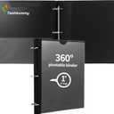 360 Degree Pivotable Binder, Upgraded 3 Ring Binder 1 inch, Flexible Binders 3 Ring, Foldable Three Ring Binders- Black