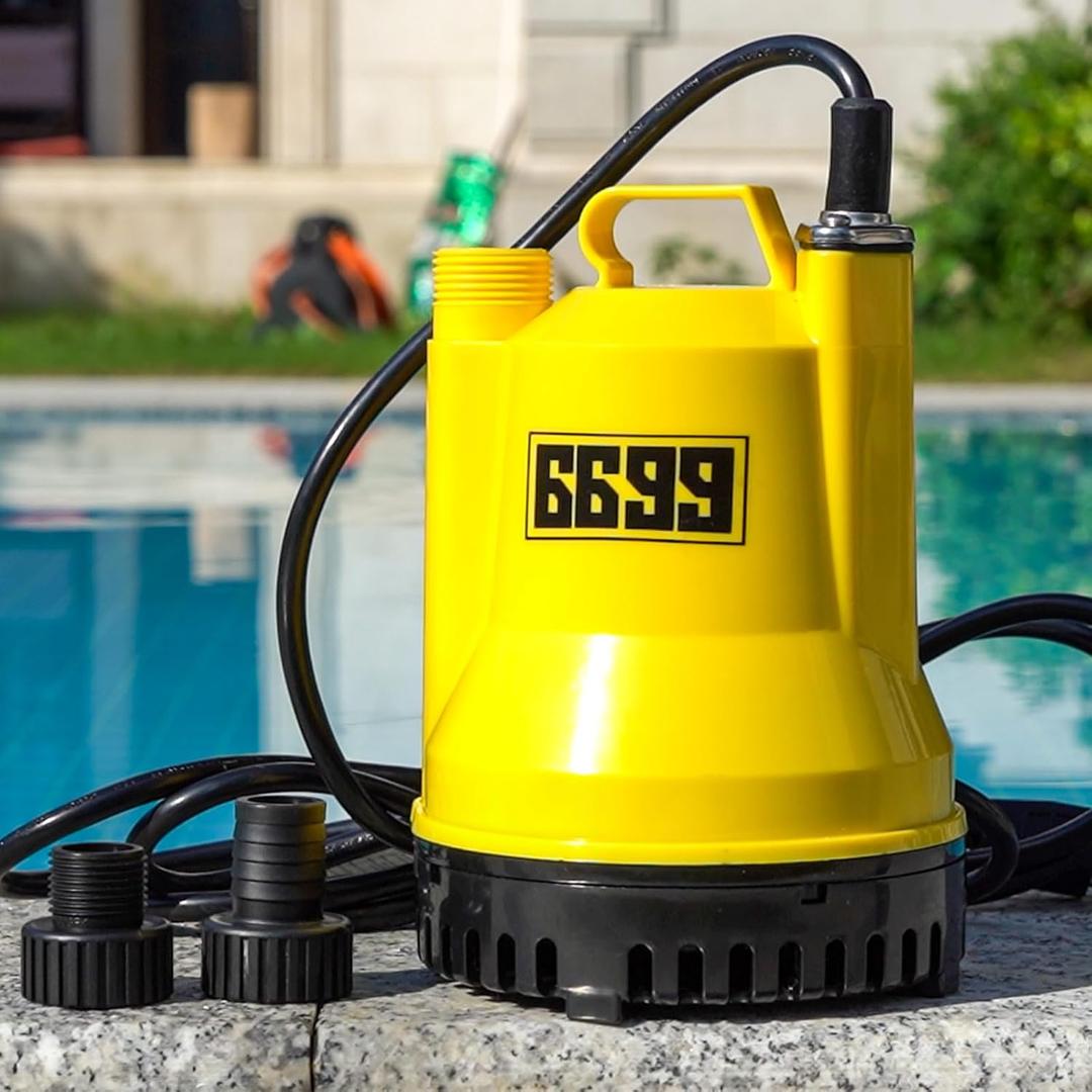 1/6HP Portable Utility Pump Submersible Small Backup Sump Pump Draining Tool to Remove Water from Flooding House Basement Pool Tankless Heater Flushing Pump with 10-Foot Cord SUB 1100