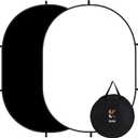 Kate Collapsible Backdrop Audition Backdrop for Headshot Photography,Video Conference,Live Streaming(5'x6.5',1.5x2m,Black/White)