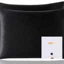ZIMASILK 100% Pure Mulberry Silk Pillowcase 2 Pack, Soft and Smooth,Both Sides Premium Grade 6A Silk,600 Thread Count,with Hidden Zipper (Queen 20''x30'',Black)
