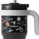REDUCE 14 Oz Coldee Kids Tumbler with Lid and Straw - Coldee Insulated Travel Mug - Spill-Proof, Sweatproof Stainless Steel, BPA-Free - Includes Handle, Reusable Silicone Straw - Galaxy