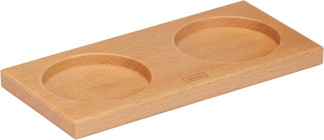 2 x Tray for Salt and Pepper, Beech Wood Salt & Pepper Mill Tray, Wooden Salt Pepper Grinder Holder and Rest, Salt & Pepper Mill Set Accessories, Best Trays for Mills Shakers Storage, Square Corners