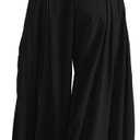 ReachMe Womens Elastic High Waist Wide Leg Barrel Pants Flowy Baggy Balloon Trousers Summer Beach Pants Vacation Outfits (Black, S)