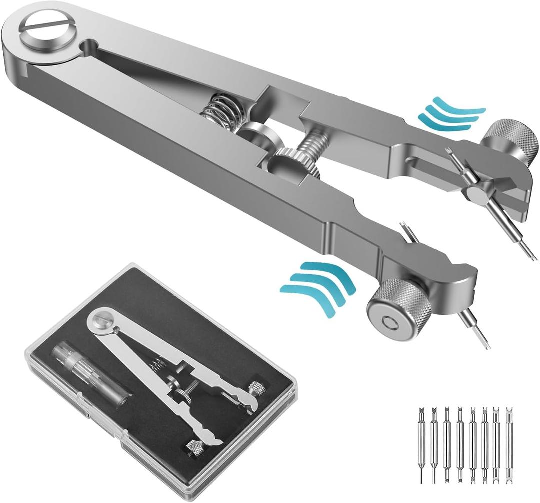 Freejoy Watch Spring Bar Plier Tool Kit, 6825 Spring Bar Tweezer Tool with Durable 8 Alloy Steel Pins for Watch Wrist Bands Strap Removal Repair Set (Silver)