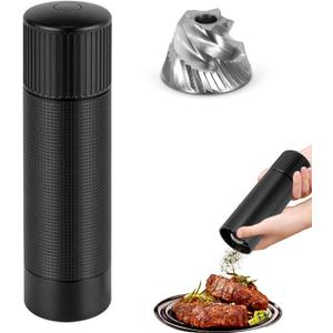 WhiteRhino Professional Pepper Grinder Mill with Top Button Lock,Heavy Duty High Output Aluminum Pepper Mill Refillable,Spice Grinder with Stainless Steel Burrs and Adjustable Coarseness Gift Set