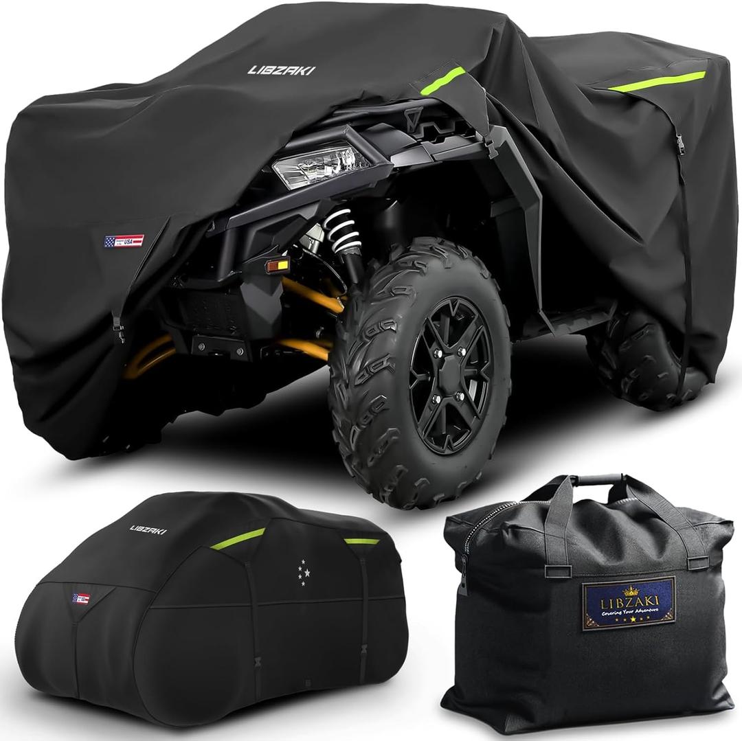 600D ATV Cover - Waterproof Heavy Duty Trailerable Quad Cover - All Season Weather Proof Outdoor UV Protection for Polaris, Kawasaki, Yamaha, Suzuki, Can-Am - Black (87 '' L x39 '' W x 42''H)