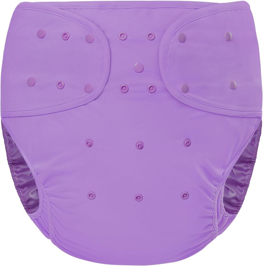 Littleforbig Washable Adjustable Reusable Waterproof Primary Comfort Cloth Adult Diaper Wrap Cover One Size Purple