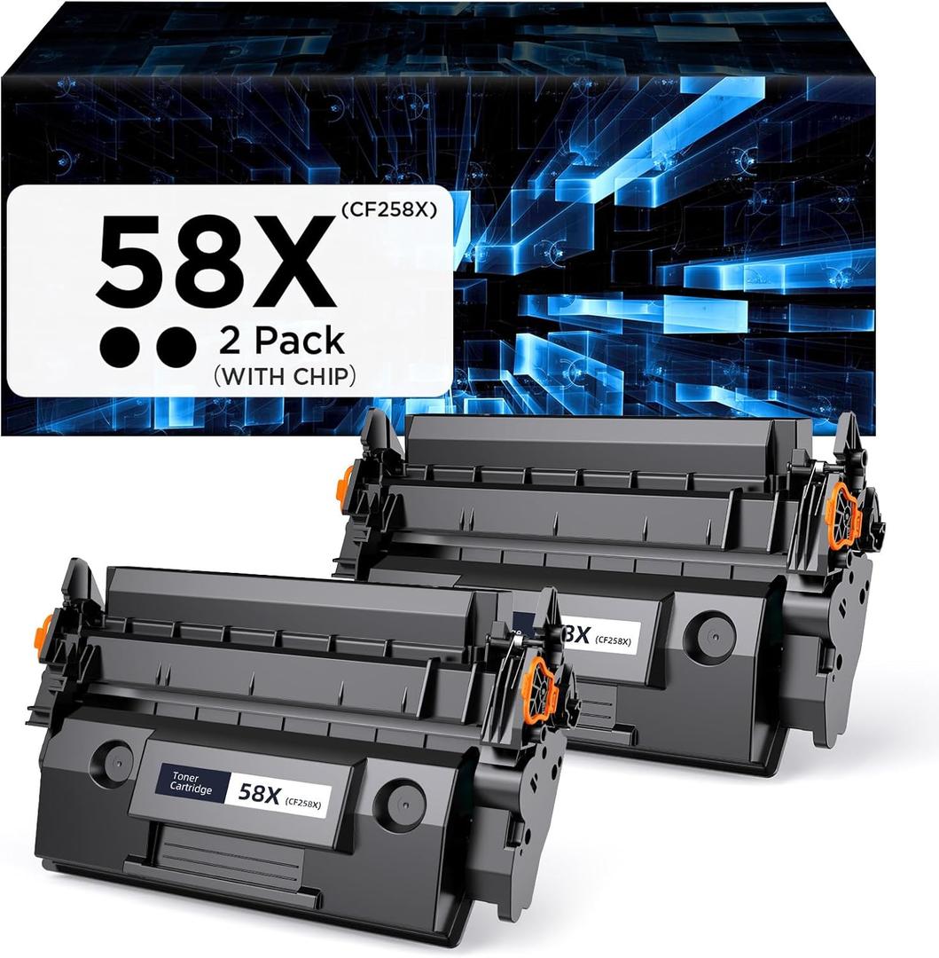 58X CF258X Toner Cartridge (with Chip) High Yield Compatible for HP 58X CF258X 58A CF258A use with Laserjet MFP M428dw M428fdw M428fdn Pro M404n M404dn M404dw M304a Printer (2 Black) 58X CF258X Toner Cartridge (with Chip) High Yield Compatible for HP 58X CF258X 58A CF258A use with Laserjet MFP M428dw M428fdw M428fdn Pro M404n M404dn M404dw M304a Printer (2 Black)