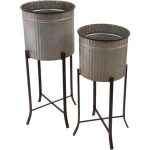 Creative Co-Op Set of 2 Iron Planters on Stands