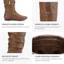 SUEDI Women's Slouchy Knee High Boots Pull On Flat Boots Side Zipper Fall Boots for Women