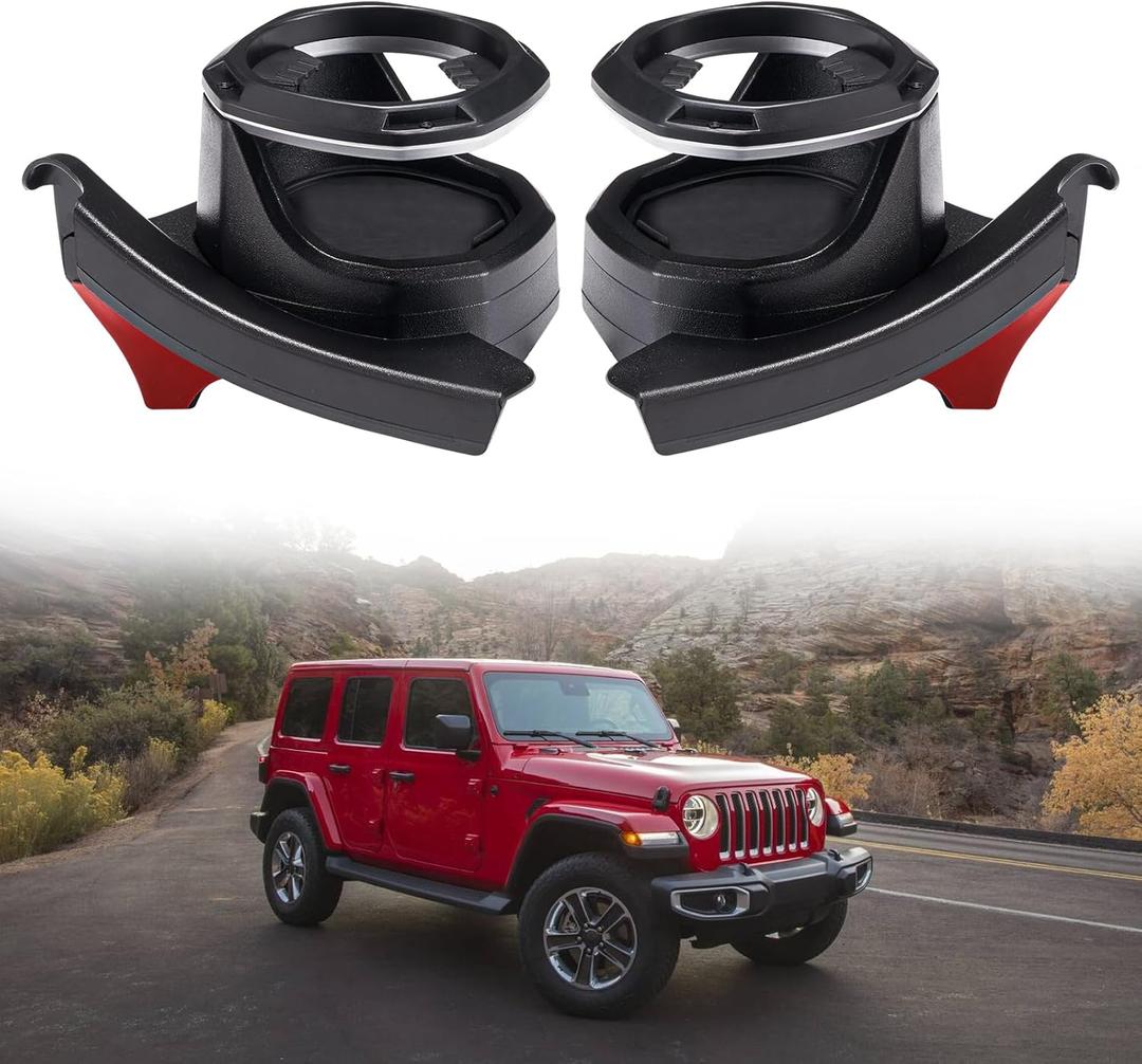 FieryRed Car Window Cup Holders Compatible with 2018 2019 2020 2021 2022 2023 2024 Wrangler JL & Gladiator JT, 1 Pair Car Door Cup Drink Holder, Driver and Passenger Side