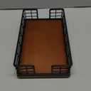 Wican Guest Towel Holder Tray for Bathroom, Oak and Iron Napkins Holder for Powder Room Dinning Table Wooden Basket for Disposable Paper Hand Towels Black & Walnut (9.06 x 5.51 x 2.56 inchs)