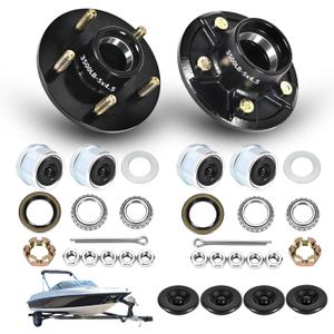 2 Sets 3500Lbs Trailer Hub Kit 5 Bolt 4.5", Premium 5 Lug Trailer Hubs Fit 1"-1/16" to 1-3/8" #84 Trailer Spindle, Heavy Duty Boat Trailer Idler Hub Assembly (Only for Tapered Spindle)