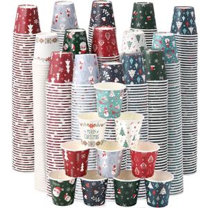 Umigy 3oz Christmas Paper Cups 900 Pcs Disposable cups, Mini Mouthwash or Snack Cup for Holiday Party, Bathroom, Winter Celebration(Vivid Style)