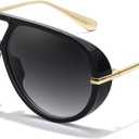 TJUTR Oversized Aviator Sunglasses for Women & Men, Retro Luxury Designer Sunglasses Big Shield Shades with UV Protection