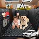 URPOWER XL Dog Backseat Extender for Full-Size Crew Cab Truck, Hard Bottom Dog Car Seat Cover for Back Seat Holds 400lbs, Waterproof Dog Hammock Pet Rear Seat Protector Travel Bed for F150 / Silverado (All Black)