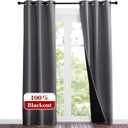 NICETOWN Grey Full Shade Curtain Panels, 37" Wide x 80" Long, Gray, Pair of Thermal Insulated & Energy Efficiency Blackout Curtains for Living Room Windows, Lined Silky Performance Window Dressing
