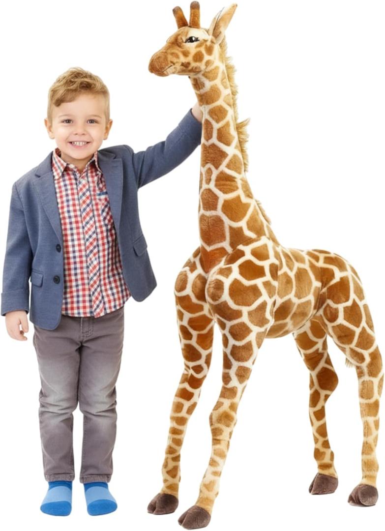 Meooeck 47 Inch Giant Giraffe Stuffed Animal, Large Plush Toy for Kids Lifelike Standing Toys Stuffed Tall Giraffe for Birthday, Nursery Home Decor