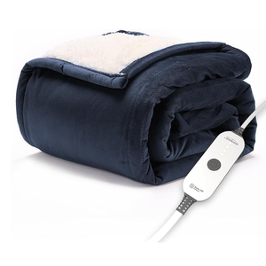 Sunbeam Electric Throw Royal Mink Sherpa Heated Blanket, 4 Heat Settings, 4-Hour Auto Shut-Off, Fast Heating, Luxurious and Ultra Comfy, Night Fog Color, 50" x 60"