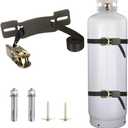 Propane Tank Holder Cylinder Wall Mounted Brackets, Ratchet Straps6.6ft , Steel Gas Cylinder Holder, Heavy Duty Gas Cylinder Holder Wall-Mounted Bracket (Black 1)
