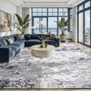 Toneed Abstract Area Rug Modern Washable Rug Soft Non Slip Rug Low Pile for Bedroom Living Room Dining Room Blue 6x9 Feet