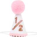 Half Way To One Birthday Hat - Girls 1/2 Birthday Party Decorations