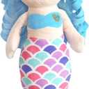 illuOKey Mermaid Doll for Girls, Mermaid Princess Plush, Soft and Snuggly Plush Animal, Lovely Bright Colors, Perfect for Nap Time, Sleep, Travel, Play Time, Birthday Present, 16 Inches (Blue Color)