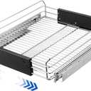 Expandable Pull Out Cabinet Organizer, Slide Out Drawers for Kitchen Cabinets, Heavy Duty Storage Drawers, Chrome Plated Cabinet Wire Shelf, Adjustable Width 12.5~20.2" W x 17.3" D