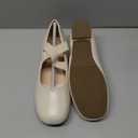 PANDANINJIA Girls Dress Shoes Ballet Flats Mary Jane Elastic Cross Strap Little Big Kid Low Heels Flower Girl Shoes, Size 6 (Ivory)