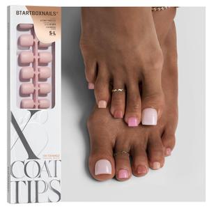 BTArtboxnails XCOATTIPS Bare 5-Shades Nude Press on Toenails - 4-Week Wear Square Toenails, Easy to Apply, Soak Off, Salon Quality Value at Home, 15 Sizes - 150 Fake Nails
